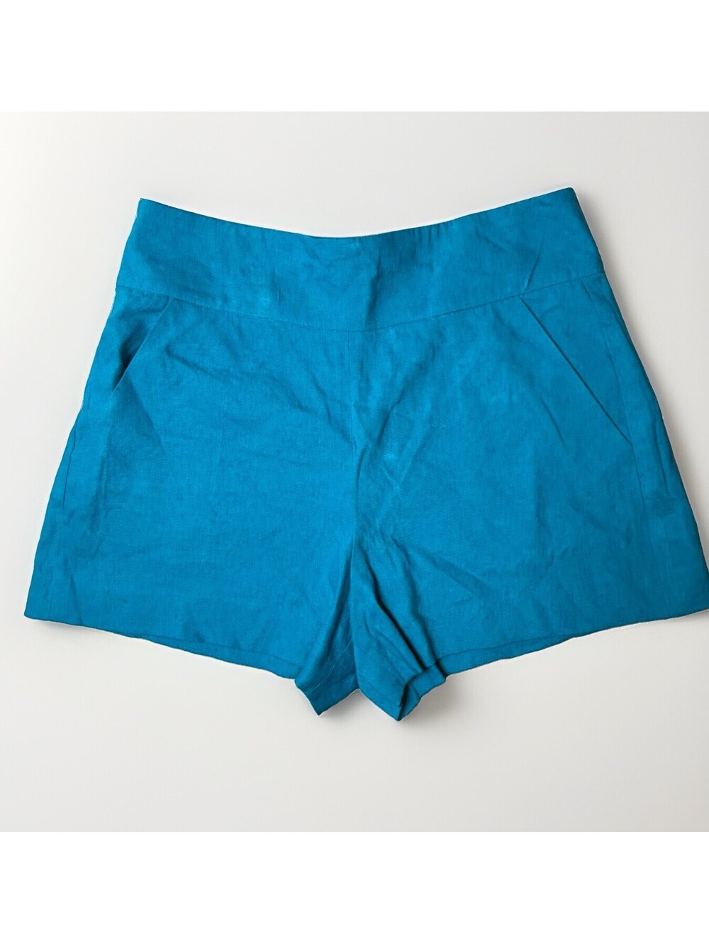 Alice + Olivia Shorts 6 Ocean Blue High Waist Pintuck Palace Dress Shorts Donald